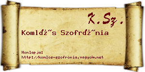 Komlós Szofrónia névjegykártya